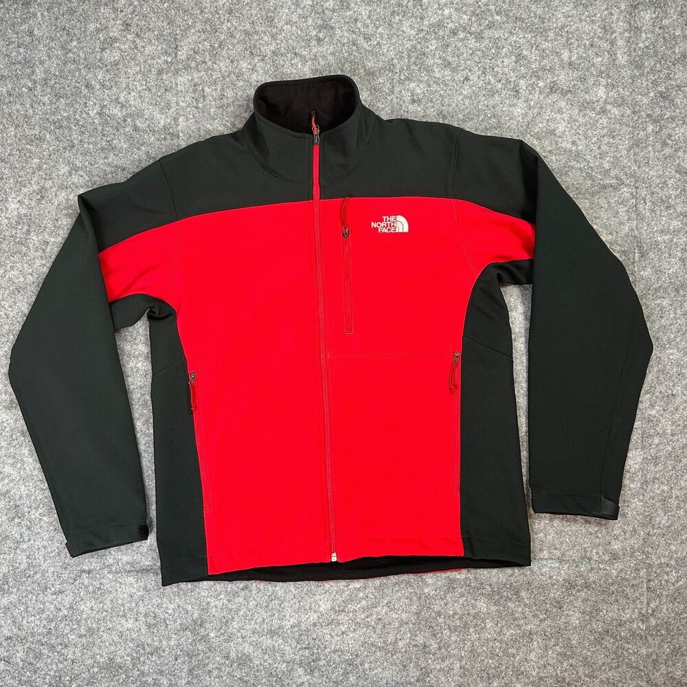 The North Face Apex Softshell Jacket Mens Medium M Red Black Full Zip Outdoor